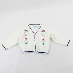 VTG Lil' LaMonsters Train Cross Stitch White Cardigan Baby's Size 6/9 Months