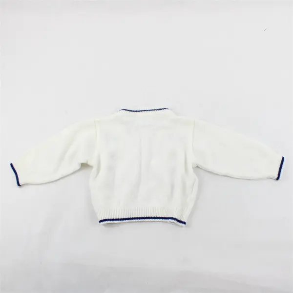 VTG Lil' LaMonsters Train Cross Stitch White Cardigan Baby's Size 6/9 Months