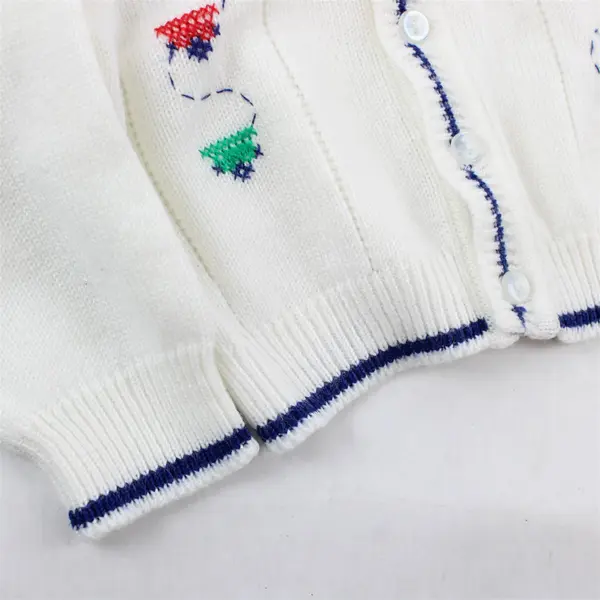 VTG Lil' LaMonsters Train Cross Stitch White Cardigan Baby's Size 6/9 Months