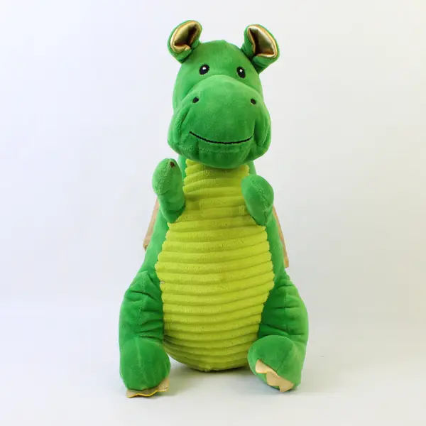 Walgreens Green Dragon Plush 14in Stuffed Animal Gold Wings Ribbed Belly