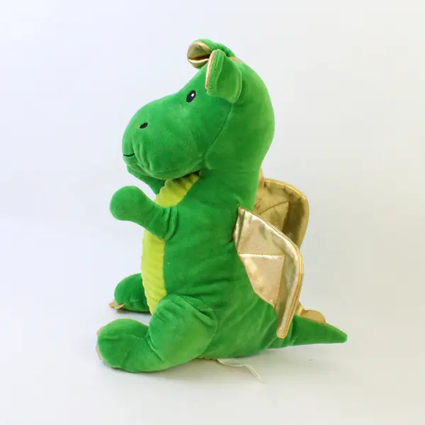 Walgreens Green Dragon Plush 14in Stuffed Animal Gold Wings Ribbed Belly