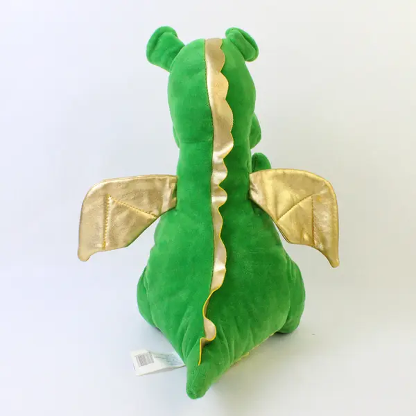 Walgreens Green Dragon Plush 14in Stuffed Animal Gold Wings Ribbed Belly