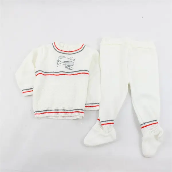 VTG Baby Togs 2-Piece White Knit Sweater and Pants Set 6-9 Months