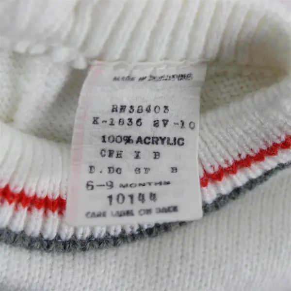 VTG Baby Togs 2-Piece White Knit Sweater and Pants Set 6-9 Months