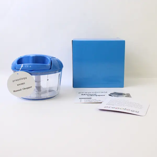 Prepology Ocean Blue/Clear Plastic Manual Pull Choppers 3 Pcs Kitchen Tool
