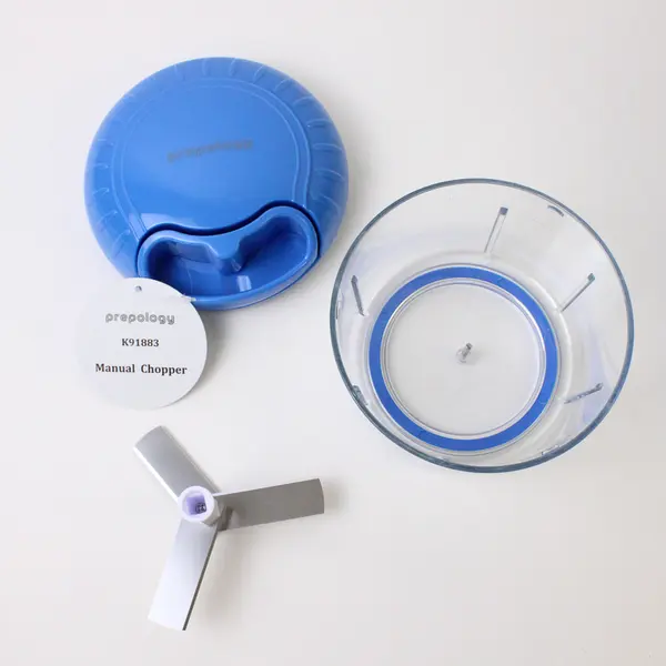 Prepology Ocean Blue/Clear Plastic Manual Pull Choppers 3 Pcs Kitchen Tool