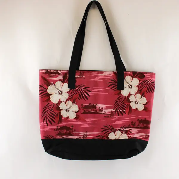 Hawaii Spirit Tropical Hibiscus Tote Bag Pink Mauve Women's Handbag