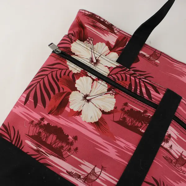 Hawaii Spirit Tropical Hibiscus Tote Bag Pink Mauve Women's Handbag