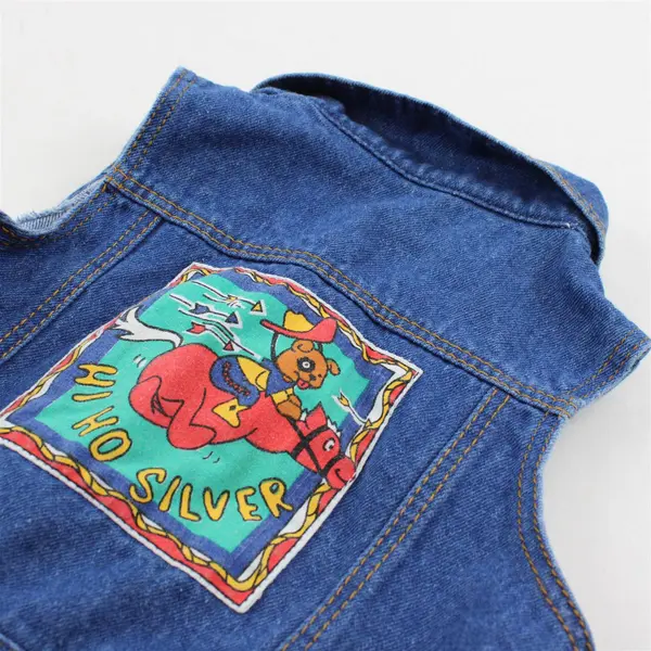 Vintage Cowboy Puppy Dog Denim Vest Baby's Size 18 Months
