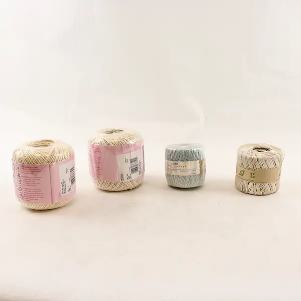 Lot of 4 Skeins of Crochet Thread - Blue & Cream, New 