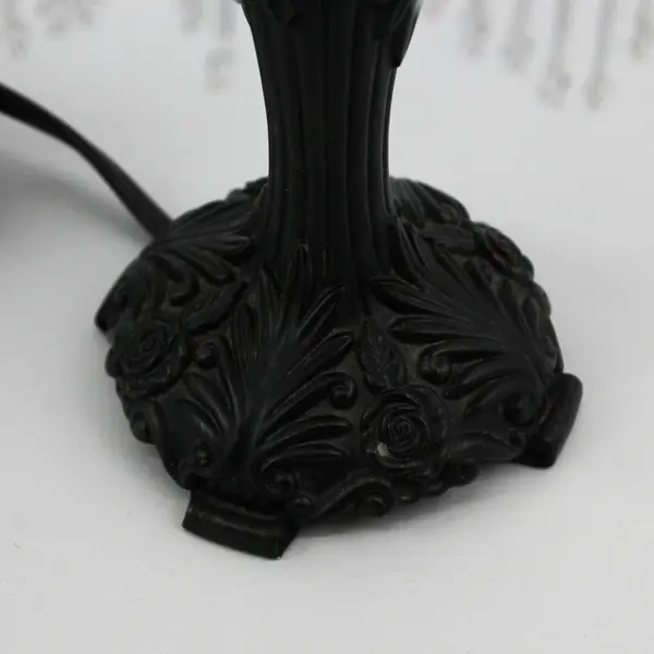 Vintage Victorian Style Table Lamp Beaded Frosted Dome Globe 14"