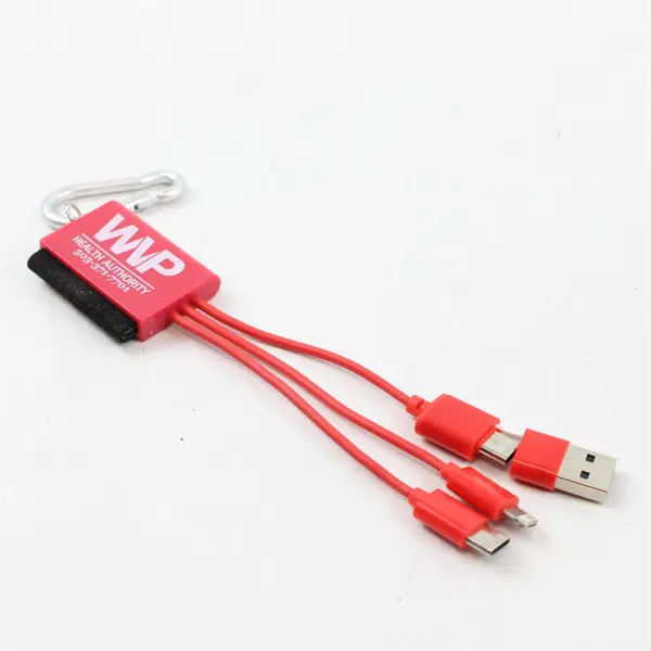 Lot of 4 Cables: 3-in-1 Keychain, USB Shorty, 3.5mm Aux, 7ft Ethernet
