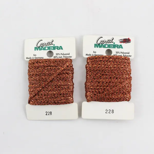 Lot of 2 Vintage Cards of Carat Madeira metallic thread, 5m Brown #9724
