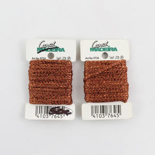 Lot of 2 Vintage Cards of Carat Madeira metallic thread, 5m Brown #9724