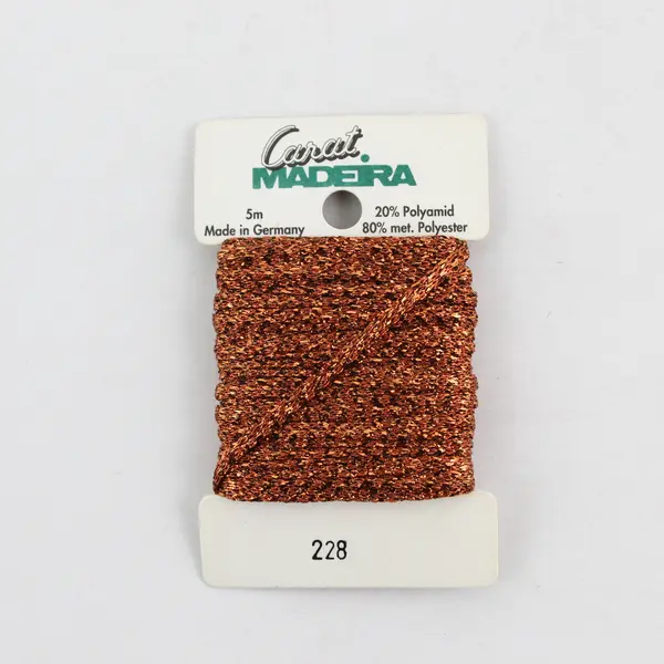 Lot of 2 Vintage Cards of Carat Madeira metallic thread, 5m Brown #9724