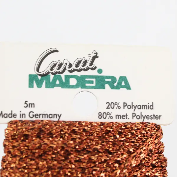 Lot of 2 Vintage Cards of Carat Madeira metallic thread, 5m Brown #9724