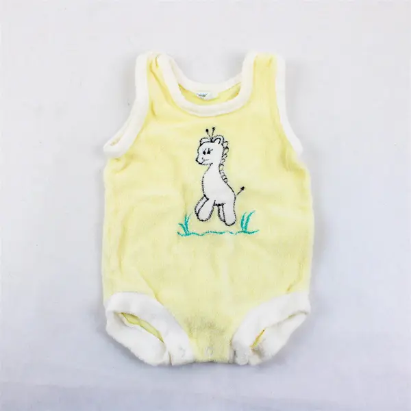 VTG Giraffe Design Pale Yellow Sleeveless Terrycloth One-Piece Baby's Size Small