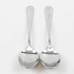 Lot of 2 Retroneu Beads Stainless Steel Oval Soup Spoons 7.5"