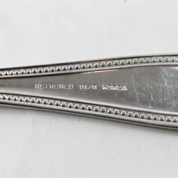 Lot of 2 Retroneu Beads Stainless Steel Oval Soup Spoons 7.5"