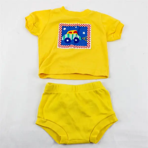 Vintage Car Applique Bright Yellow Outfit Baby's Size 0/6M