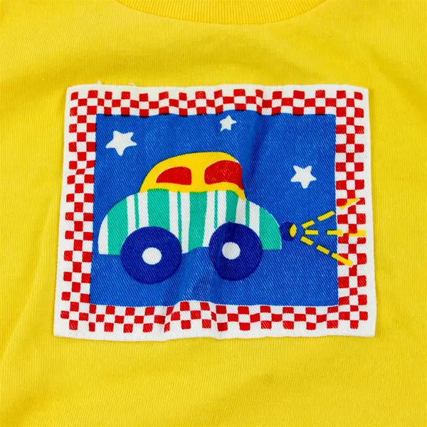 Vintage Car Applique Bright Yellow Outfit Baby's Size 0/6M
