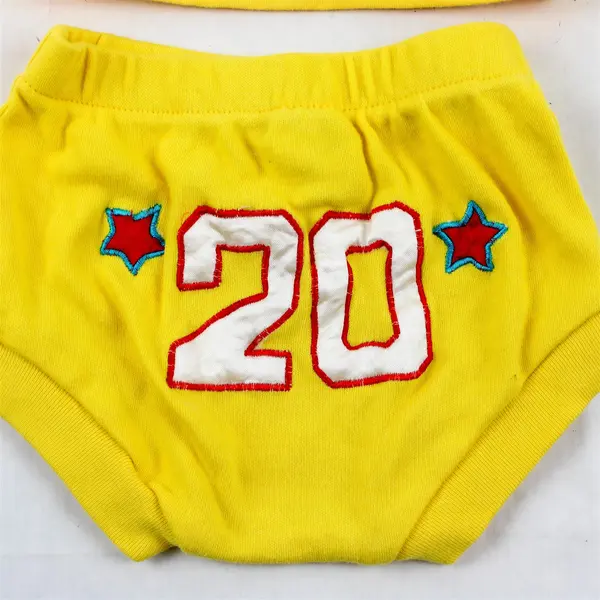 Vintage Car Applique Bright Yellow Outfit Baby's Size 0/6M