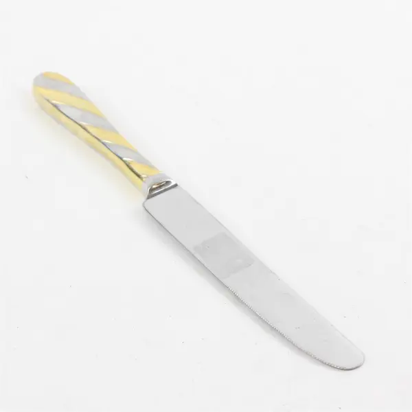 Lot of 2 Retroneu Diagonal Gold Stainless Steel Dinner Knives 9"