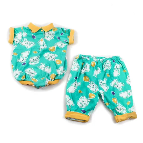 Vintage Bright Future Green Puppy Print 2 Pc Outfit Baby's 0-3 Mo