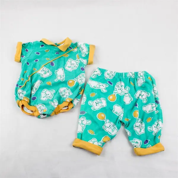 Vintage Bright Future Green Puppy Print 2 Pc Outfit Baby's 0-3 Mo