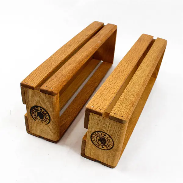 Set of 2 Vintage Wooden Cassette Tape Storage Crates - Holds 20 Each
