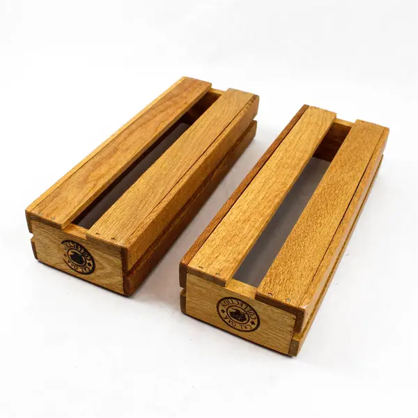 Set of 2 Vintage Wooden Cassette Tape Storage Crates - Holds 20 Each