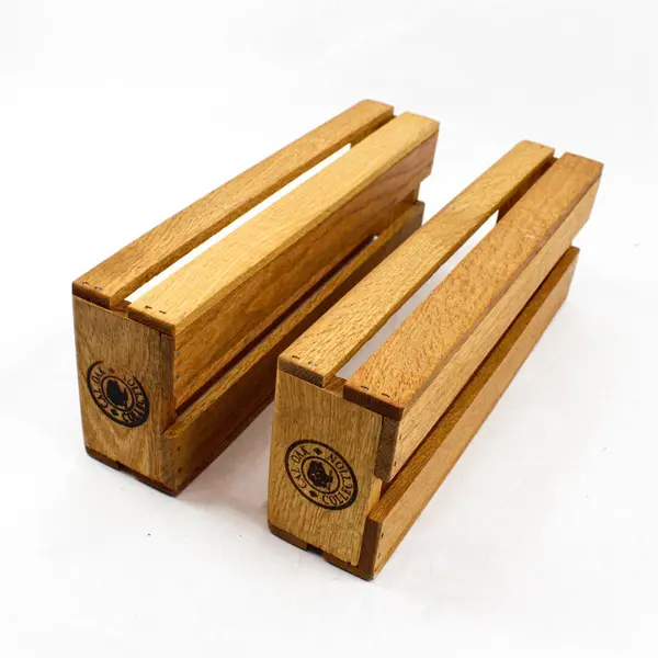 Set of 2 Vintage Wooden Cassette Tape Storage Crates - Holds 20 Each