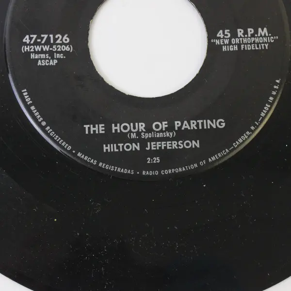 Hilton Jefferson: The Hour of Parting/Cole Slaw 7" Vinyl Record