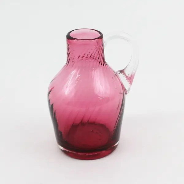 Pilgrim Glass Hand Blown Jug Shaped Cranberry Bud Vase 4"