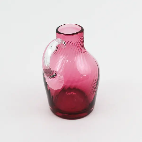 Pilgrim Glass Hand Blown Jug Shaped Cranberry Bud Vase 4"