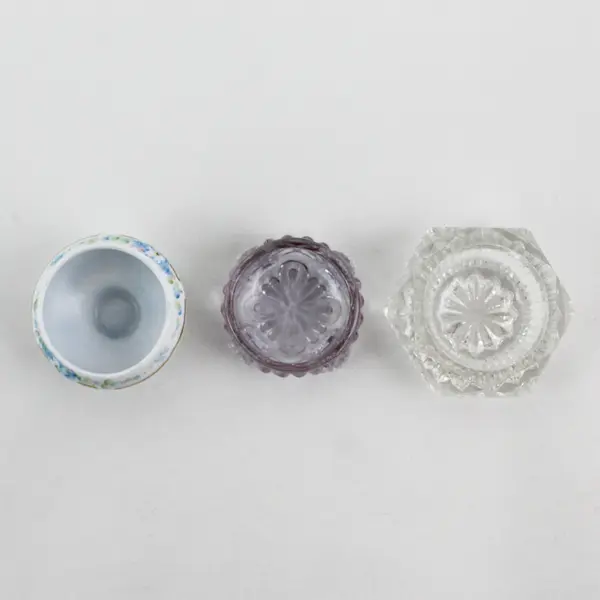Lot of 3 Vintage Mismatched Small Glass and Ceramic Salt Cellars Dips Dishes