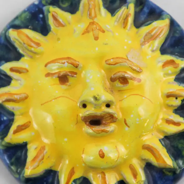 Caltagirone Ceramiche S. Floridia  Sun Wall Decoration Made In Italy 2.75"