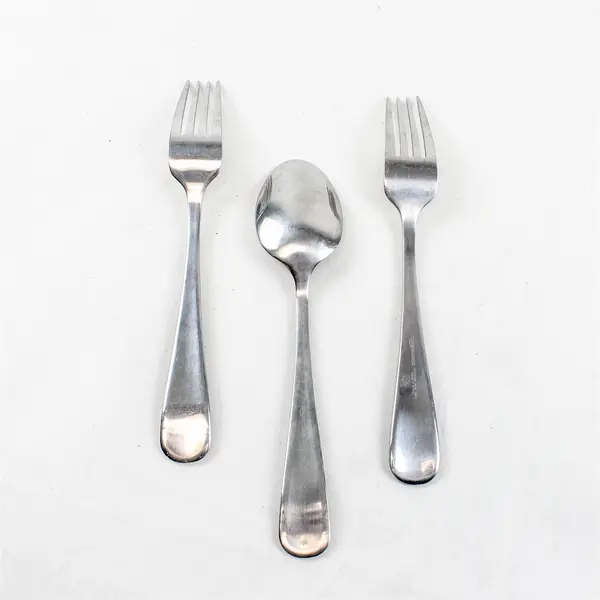Lot of Three Amazon Basics 18/0 Flatware - 2 Dinner Forks, 1 Tablespoon
