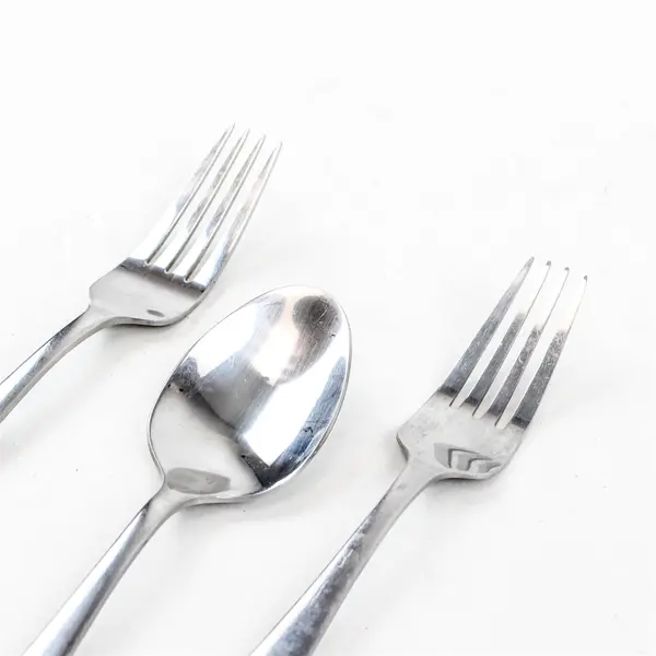 Lot of Three Amazon Basics 18/0 Flatware - 2 Dinner Forks, 1 Tablespoon