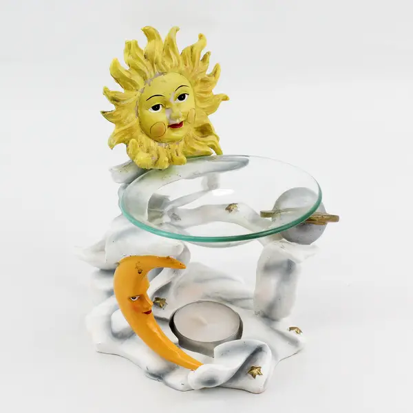 Celestial Sun Moon Saturn Glass And Resin Essential Oil Burner