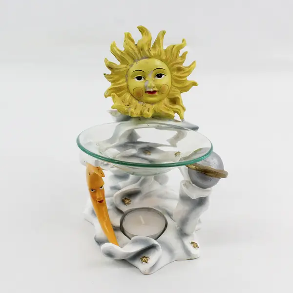 Celestial Sun Moon Saturn Glass And Resin Essential Oil Burner