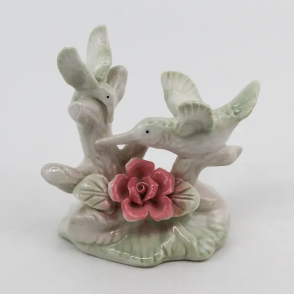 K's Collection Porcelain Hummingbirds And Flower Figurine