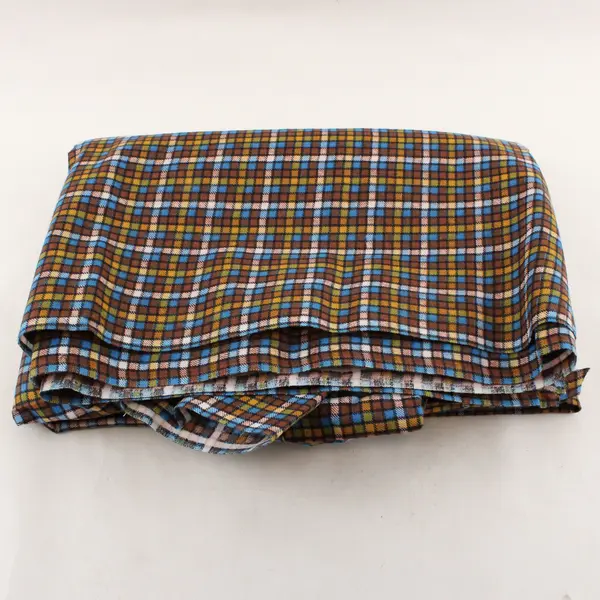 Plaid W Pattern Fabric Blue Yellow White 36 x 51.5 in Sewing Craft