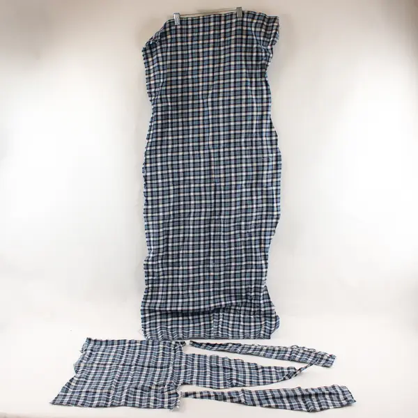 Blue Black White Plaid Fabric Assorted Cut Pieces for Quilting Crafts Preowned