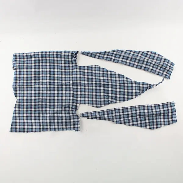 Blue Black White Plaid Fabric Assorted Cut Pieces for Quilting Crafts Preowned