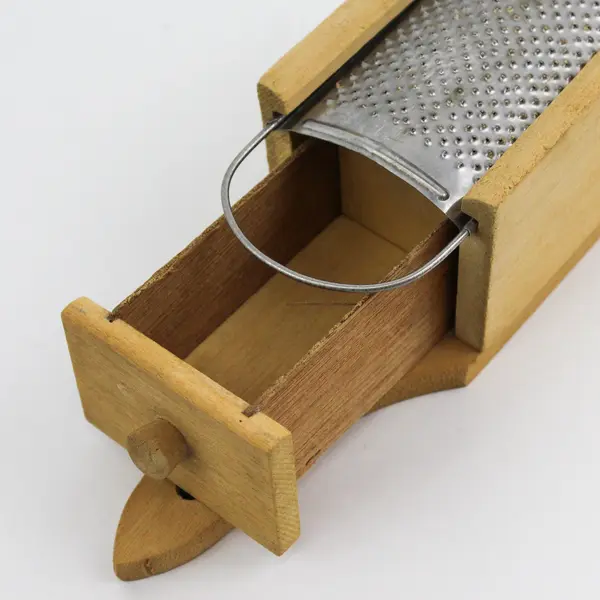 Vintage Primitive Wooden Hard Cheese Grater Box 