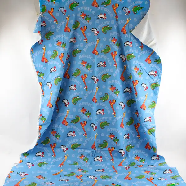 Blue Cotton Flannel Fabric Jungle Print 40x74 Quilting Sewing Craft