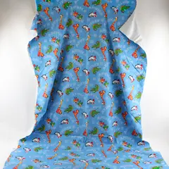 Blue Cotton Flannel Fabric Jungle Print 40x74 Quilting Sewing Craft