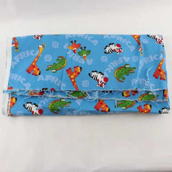 Blue Cotton Flannel Fabric Jungle Print 40x74 Quilting Sewing Craft