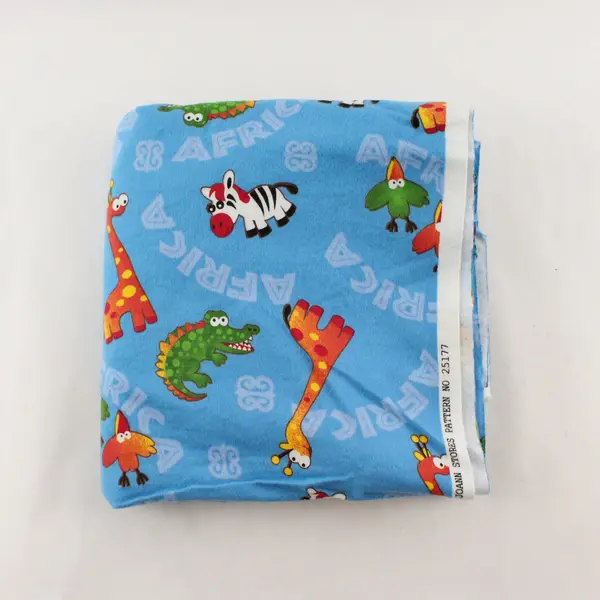 Blue Cotton Flannel Fabric Jungle Print 40x74 Quilting Sewing Craft